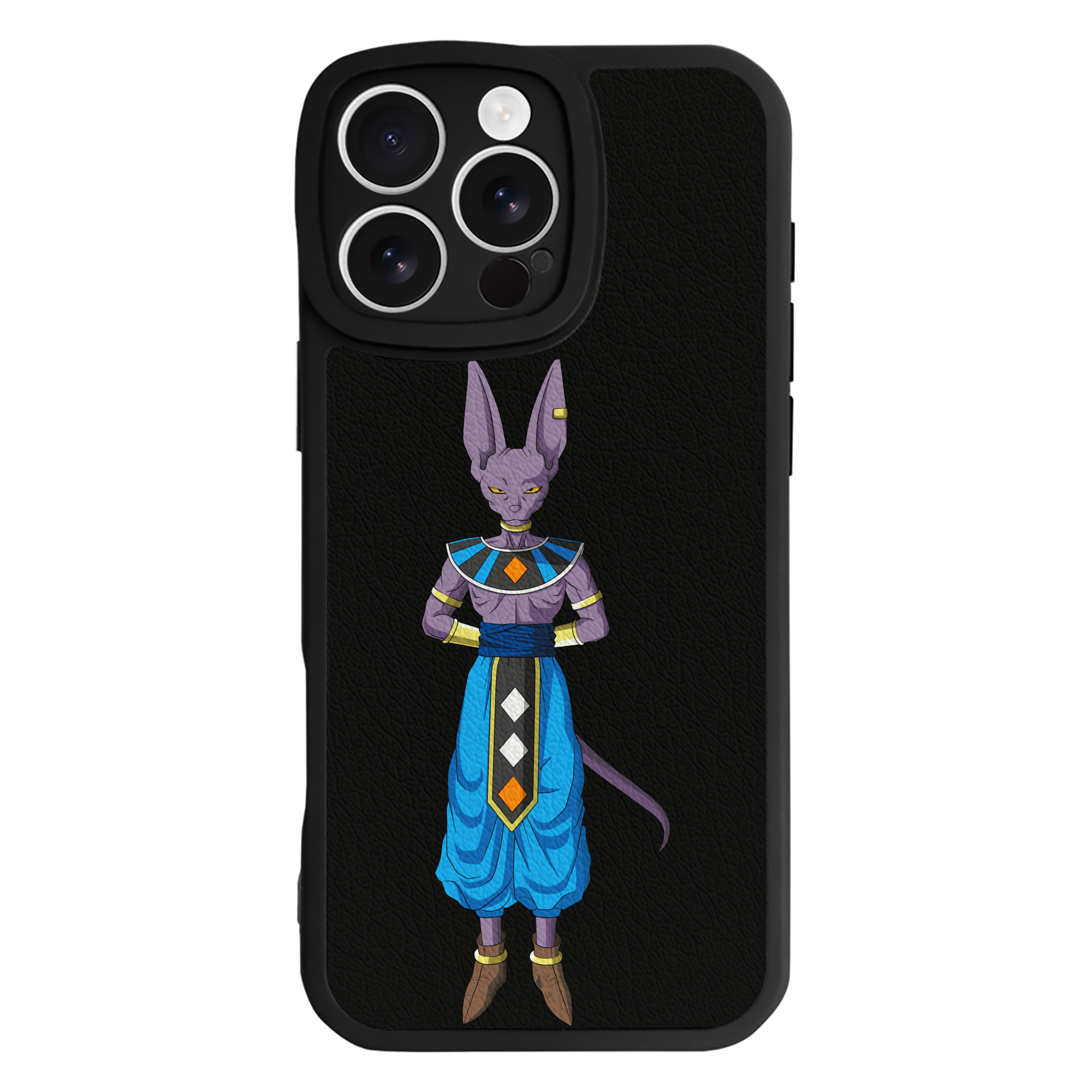 （画像用） ドラゴンボール ビルス 破壊神ビルス DRAGON BALL Beerus Birusu 【iPhone 16シリーズ対応】シリコンスマホケース（レザー調） 材質：シリコン